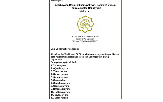 Nazirlikdən rayonlarda internetin bağlanacağı ilə bağlı xəbərə - Reaksiya
