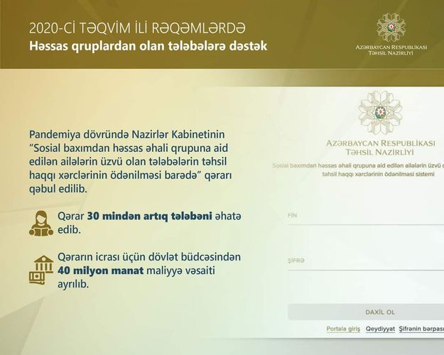 Sosial həssas qrupdan olan 16 minə yaxın tələbənin ödənişi ali təhsil müəssisələrinə ödənilib