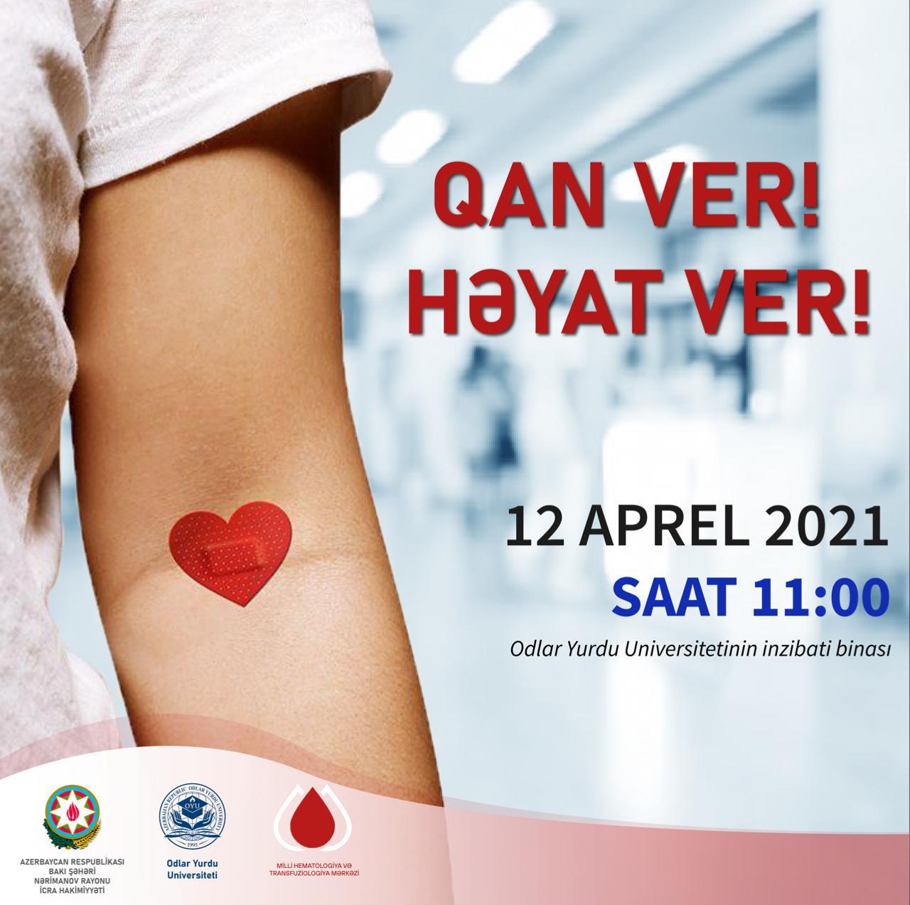 Odlar Yurdu Universiteti Nərimanov RİH ilə birgə ənənəvi qanvermə aksiyası keçirəcək