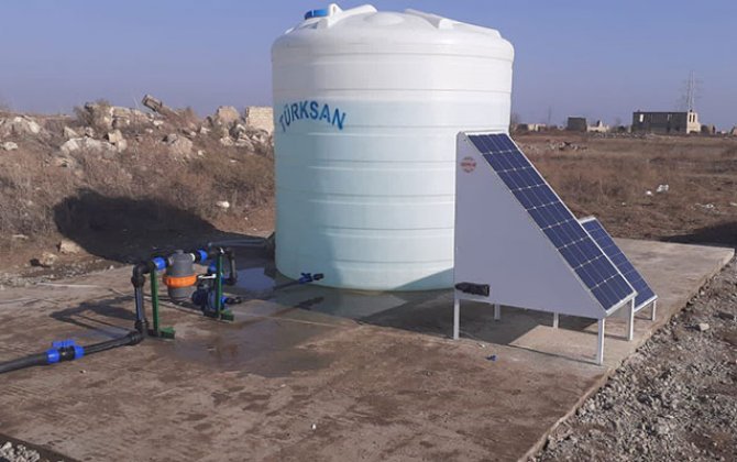 Ağdamda günəş enerjisi ilə işləyən damcılama suvarma sistemi - FOTO